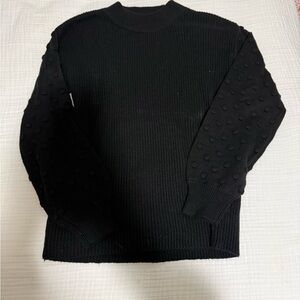 Vince Camuto Black Textured Crewneck Sweater